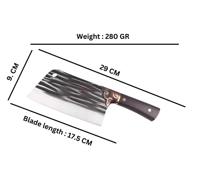 JUWIL Premium Meat Cleaver Knife, Handmade Serbian Chopper with Full Tang High Carbon Steel Blade, Perfect for Kitchen, BBQ, and Outdoor Cooking