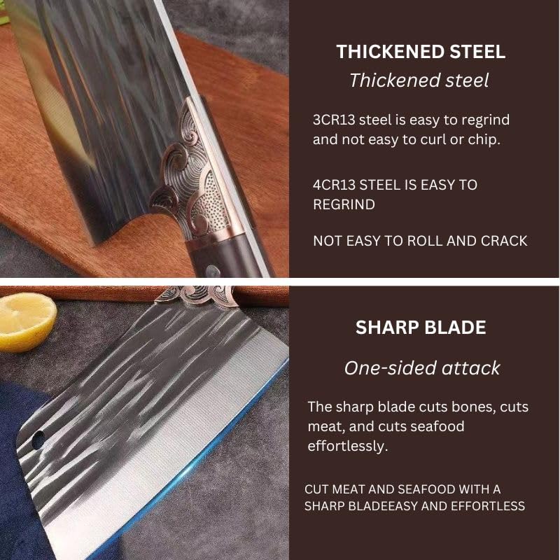 JUWIL Premium Meat Cleaver Knife, Handmade Serbian Chopper with Full Tang High Carbon Steel Blade, Perfect for Kitchen, BBQ, and Outdoor Cooking