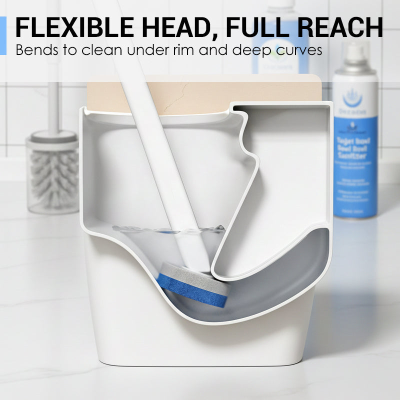 Wall-Mounted Disposable Toilet Brush With 6 Refill Heads