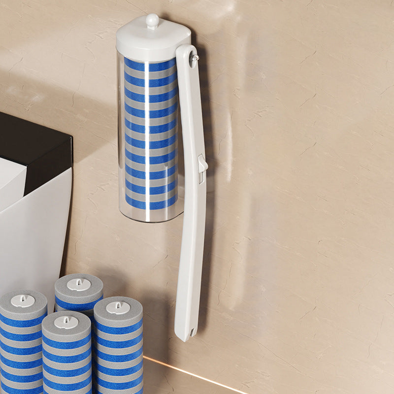 Wall-Mounted Disposable Toilet Brush With 6 Refill Heads