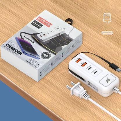 ⚡2026 Hot New Arrivals – Multi-Function Fast Charger 2PD + 2USB! 🔌📱 66W, Built-in Type-C Cable, Safely Charges 4 Devices Simultaneously